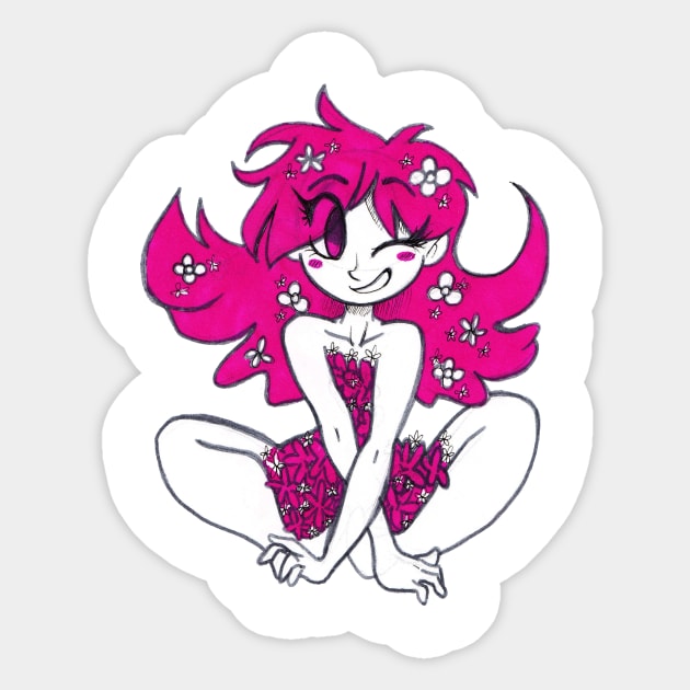 Pink Flower Girl Sticker by saradaboru